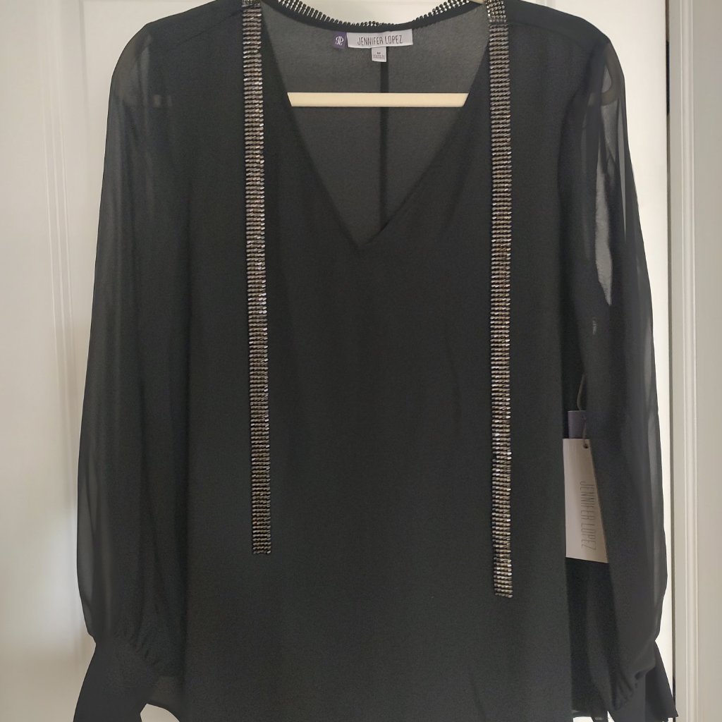 Jennifer Lopez Brand Sheer Black Blouse